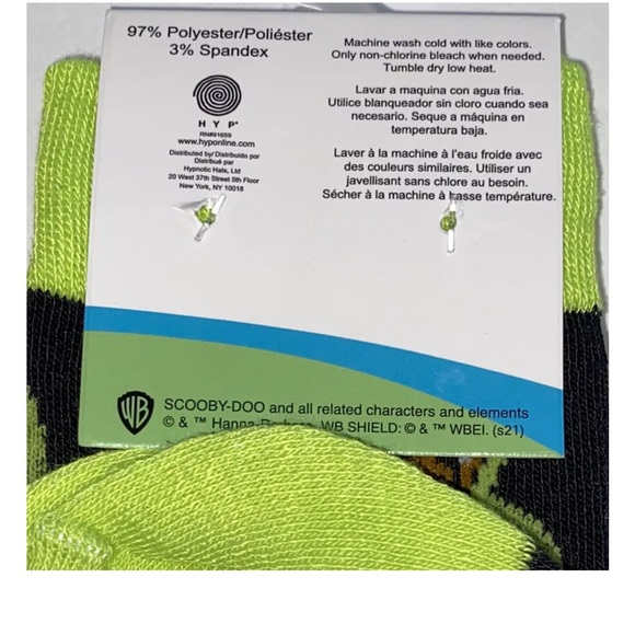Scooby Doo Crew Socks 1 Pair Men's 6-12 Black Green w Scoob & Eyes Where Are You - Picture 4 of 10